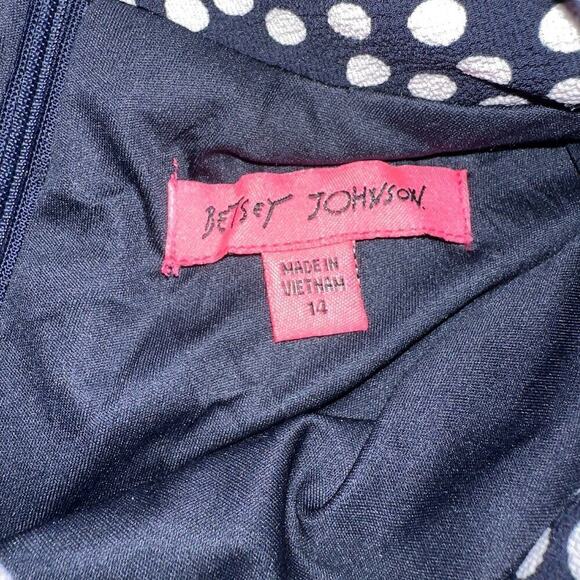 Betsey Johnson Polka Dot Ruffle Detail Sleeveless Flounce Dress Navy/Ivory (14) - Picture 10 of 12